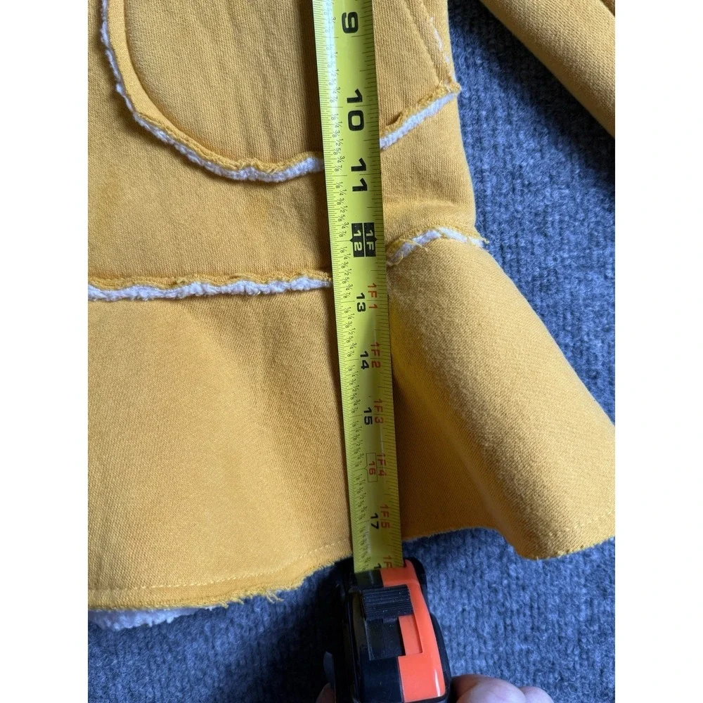 Mustard Yellow‎ Sherpa Lined Hooded Jacket Girls Peplum Coat with Bow Detail